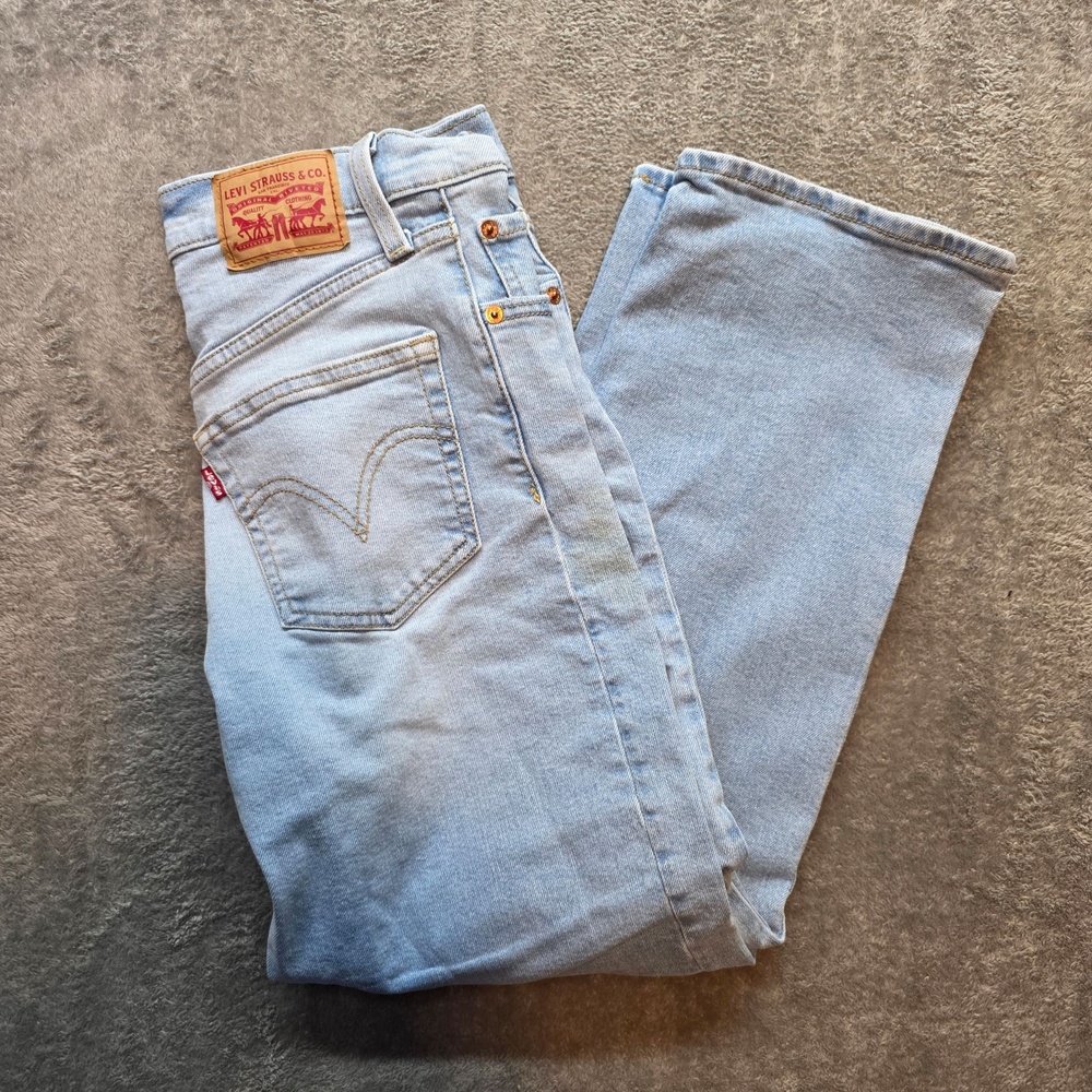 Levi's Ribcage Straight Ankle Jeans Womens 26x27 Blue Light Wash High Rise Denim